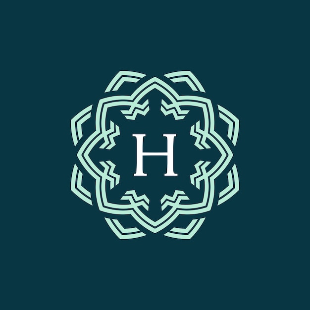 Вектор Первоначальная буква h декоративная рамка логотипа круга