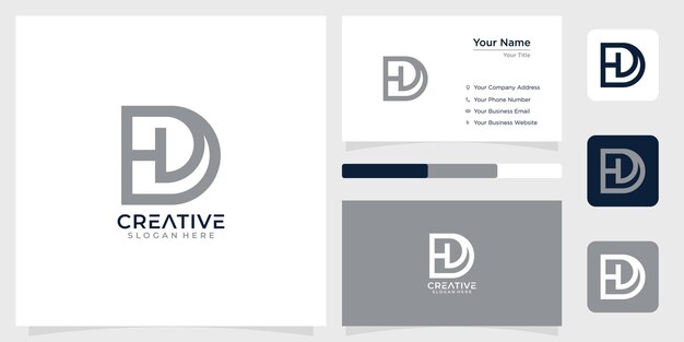 Vector initial letter hd monochrome ine logo design creative simple and business card