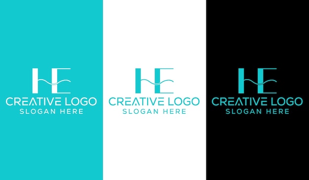 Vettore lettera iniziale he logo design monogram creative modern sign symbol icon