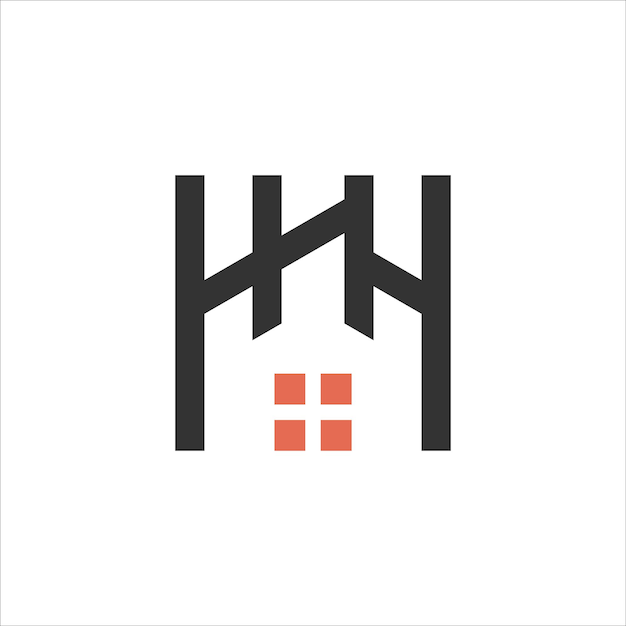 첫 번째 글자 hh 부동산 로고 디자인