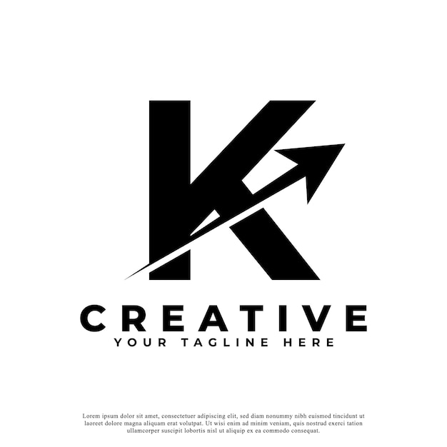 Initial Letter K Artistic Creative Arrow Up Shape Logotype Usable for Business and Branding Logos