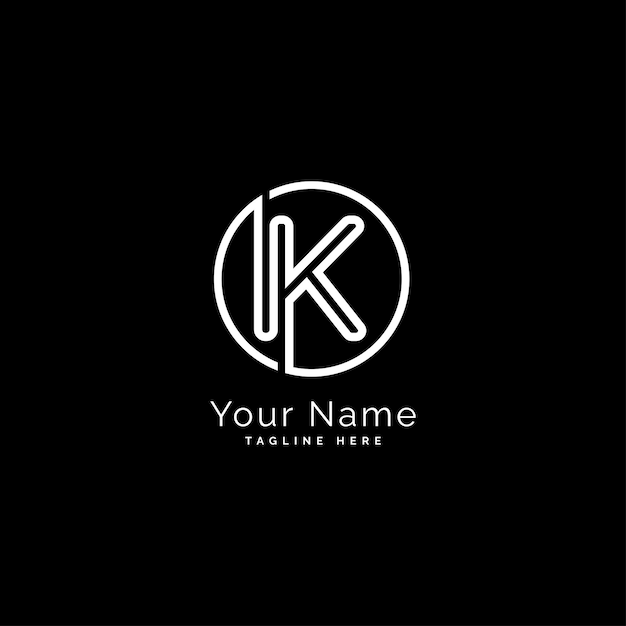 Initial Letter K Logo - Simple Monogram Logo Template for Letter K in Round Shape