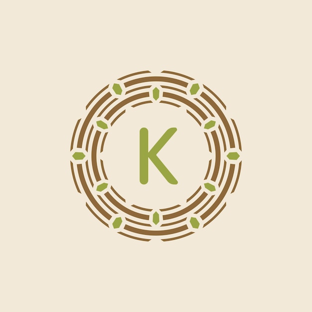 Vector initial letter k ornamental border circle frame logo