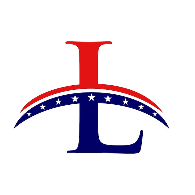 Lettera iniziale l logo americano per le aziende firma aziendale e aziendale usa modello di logo americano