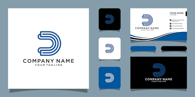 Initial letter logo D, logo template designs with business card design Premium Vector