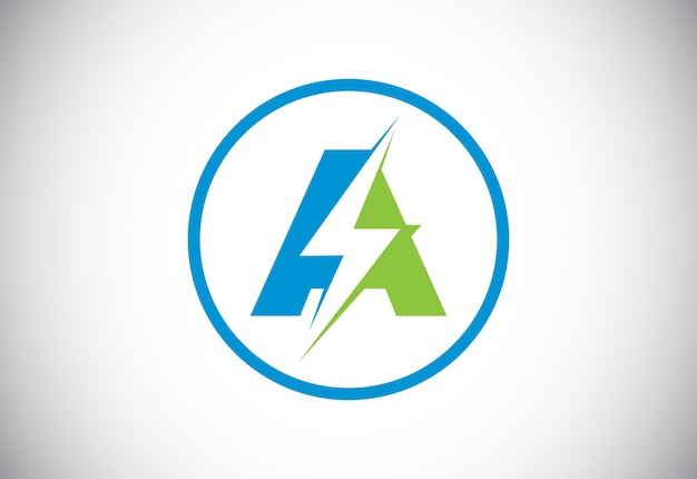 Initial A letter logo design with lighting thunder bolt Electric bolt letter logo vector