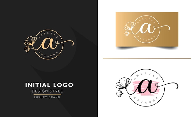 Initial letter a logo flower handwriting logo design vector logo for women beauty salon massage cosmetic or spa brand