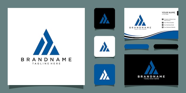 Initial letter logo A , logo template designs with business card design Premium Vector