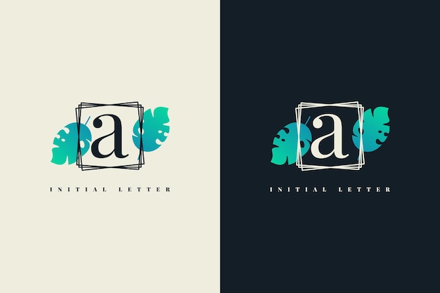 Initial letter a logo with frame template design