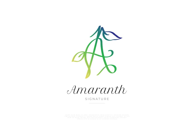 Initial letter a logo with leaf and nature concept in green gradient letter a signature logo or symbol for business brand identity