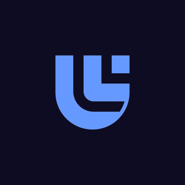 頭文字 lu または ul モノグラム ロゴ