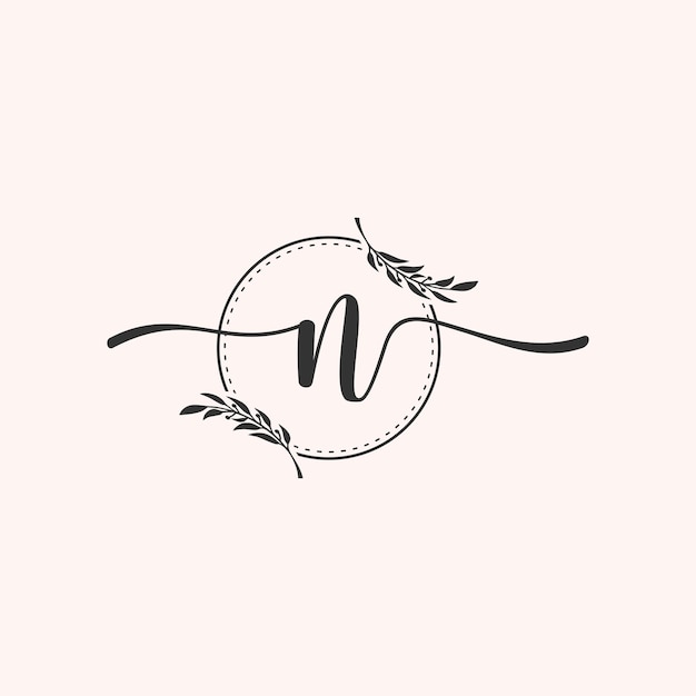 Initial letter luxury beauty flourishes ornament monogram logo n