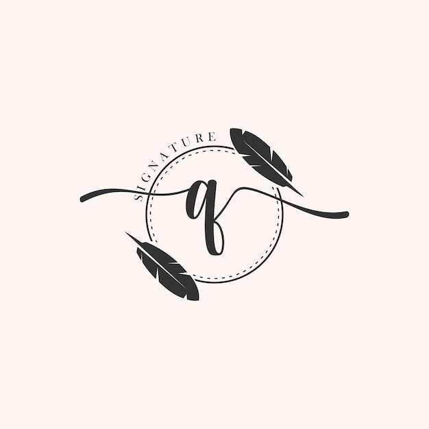 Initial letter luxury beauty flourishes ornament monogram logo Q