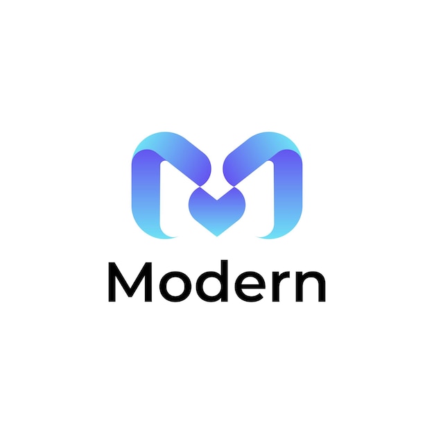 초기 편지 M 3D 그라데이션 다채로운 로고
