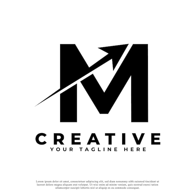 Initial Letter M Artistic Creative Arrow Up Shape Logotype Usable for Business and Branding Logos