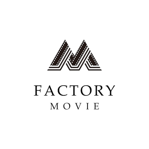 Vector initial letter m cinema with filmstripes for movie production logo design