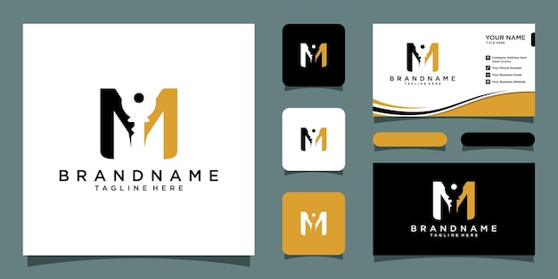 Concetto iniziale del logo della lettera m, chiave con la lettera m, modello di progettazione del logo vettore premium