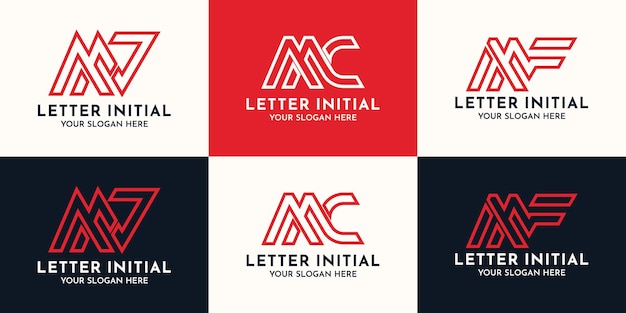 ビジネスロゴのインスピレーションのために設定された頭文字mのロゴ