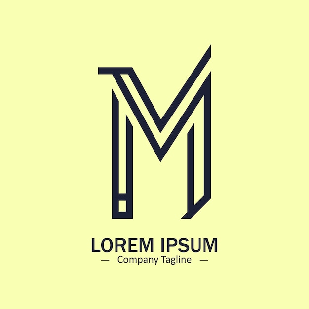 Initial letter m or mm logo minimal letter M icon flat design
