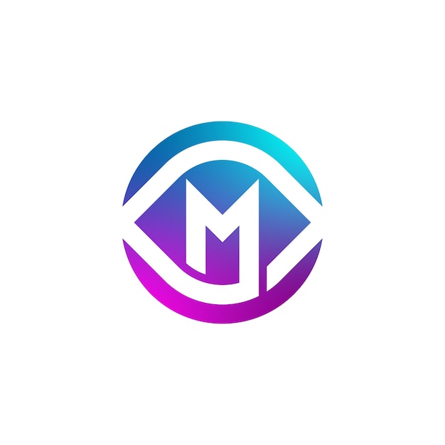 Initial letter M modern eye vision logo