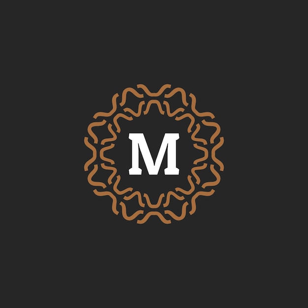Вектор Первоначальная буква m декоративная граница логотипа круговой рамки.