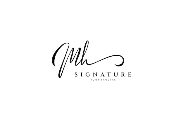 Vettore lettera iniziale mh logo scritto a mano alfabeto scritto a mano nel modello di logo lettere e alfabeto per il design del tuo logo