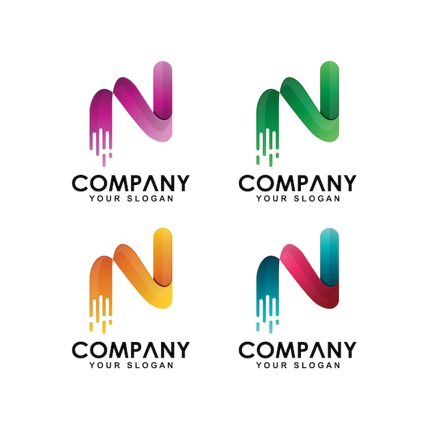 Vector initial letter n logo collection