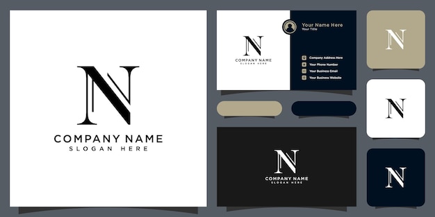 Initial letter n logo design with business card