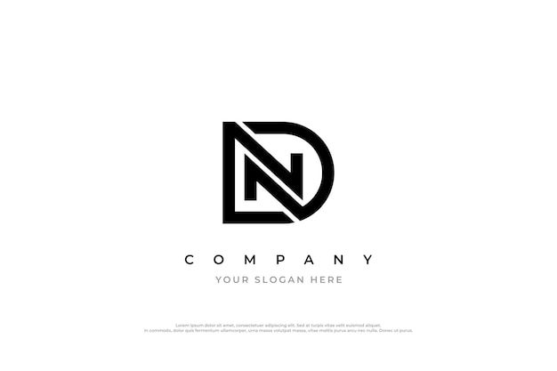 Вектор Дизайн логотипа с начальной буквой nd или dn