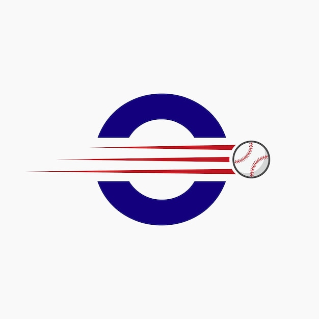 Начальная буква O Baseball Logo с движущейся иконой бейсбола