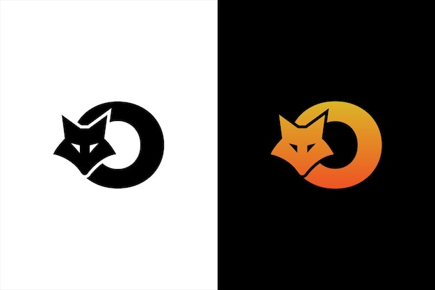 Fox 로고 디자인이 포함된 초기 문자 O 동물 디자인 템플릿이 포함된 Fox 문자 O 로고