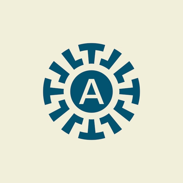 Initial letter A ornamental circle emblem unique pattern