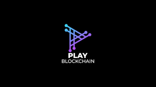 initial letter p blockchain logo design vector