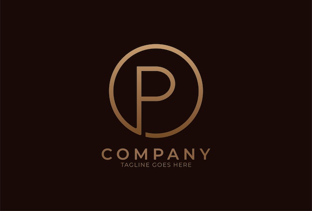 Initial letter p logo gold colour circle with letter p inside
usable for branding and business logos