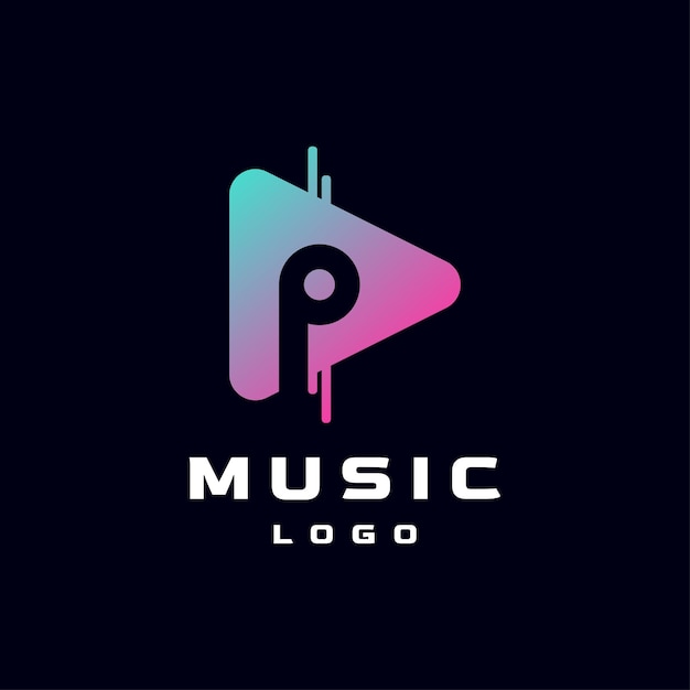 Vector initial letter p music logo music playback icon