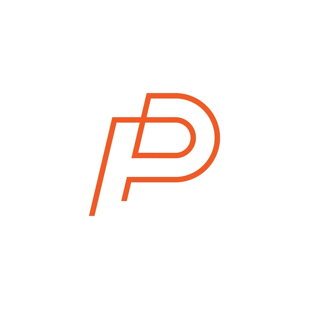 Initial letter P Orange Outline Logo Flat Vector Logo Design Template Elements