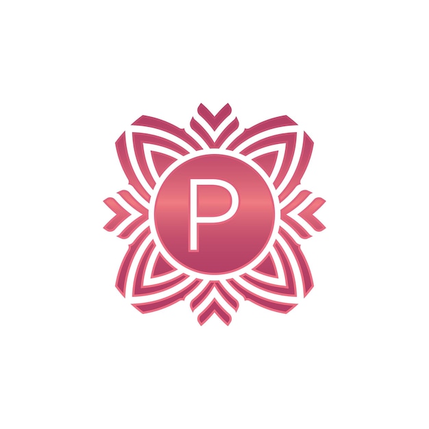 Vector initial letter p ornamental flower emblem logo