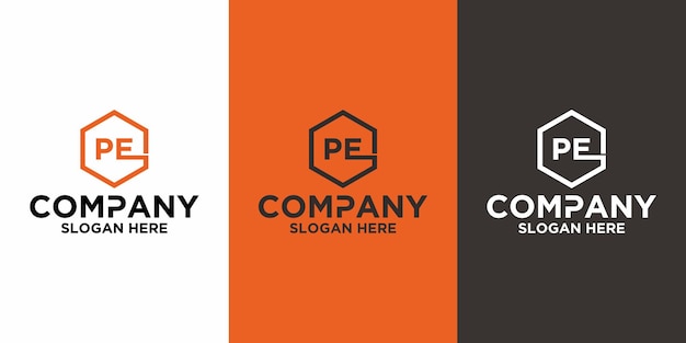 Initial letter PE logo vector design template