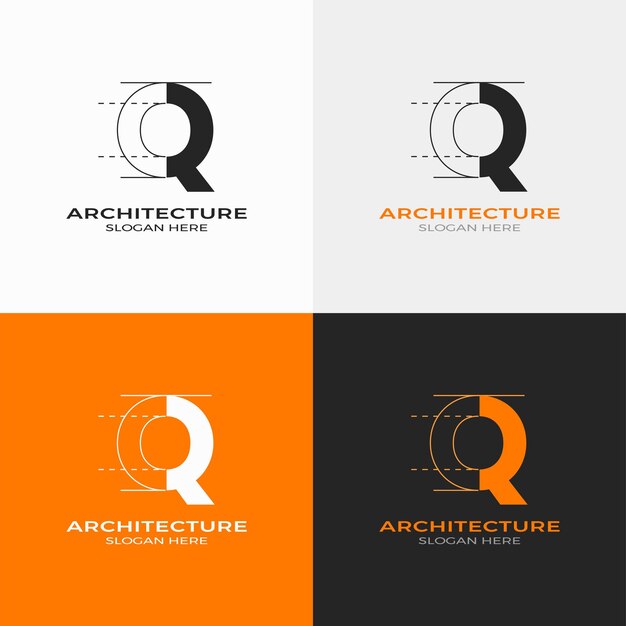 Lettera iniziale q per il download gratuito del vettore di progettazione del logo di architettura