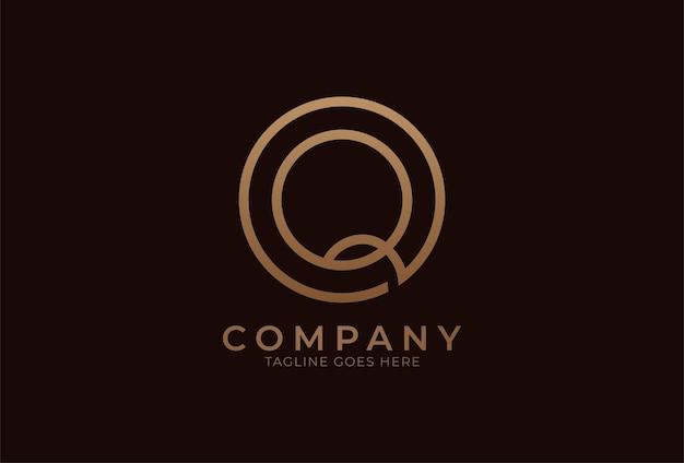 Vector initial letter q logo gold colour circle with letter q inside usable for branding and business logos