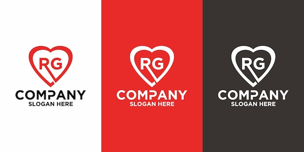 Initial letter r g love logo vector design template