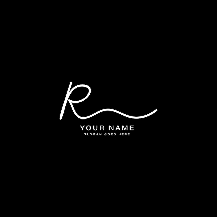 Vector initial letter r handwritten logo alphabet r signature icon