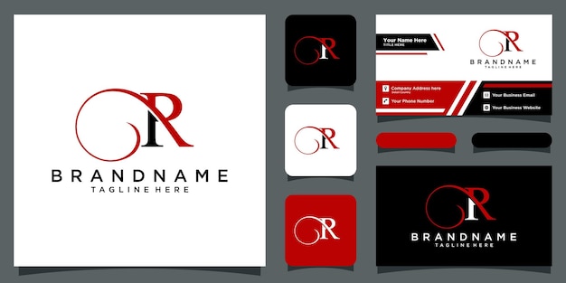 Initial letter R luxury Logo design Vector with business card design Premium Vector