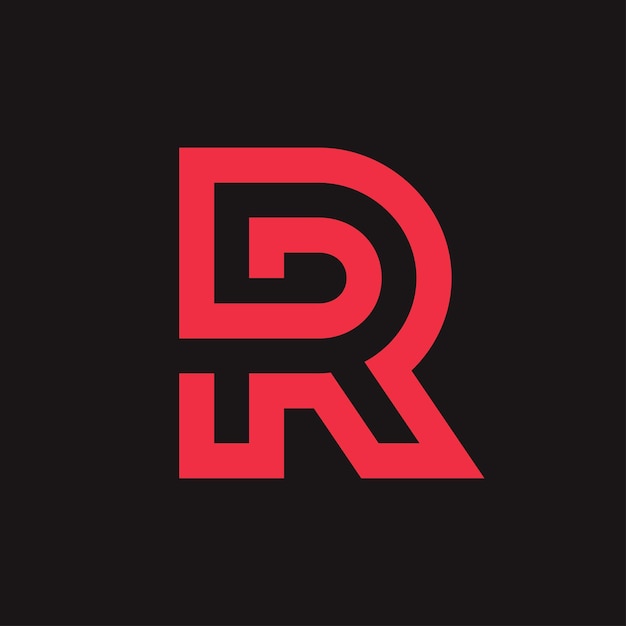 Initial Letter R Monoline Red Vector Logo Template