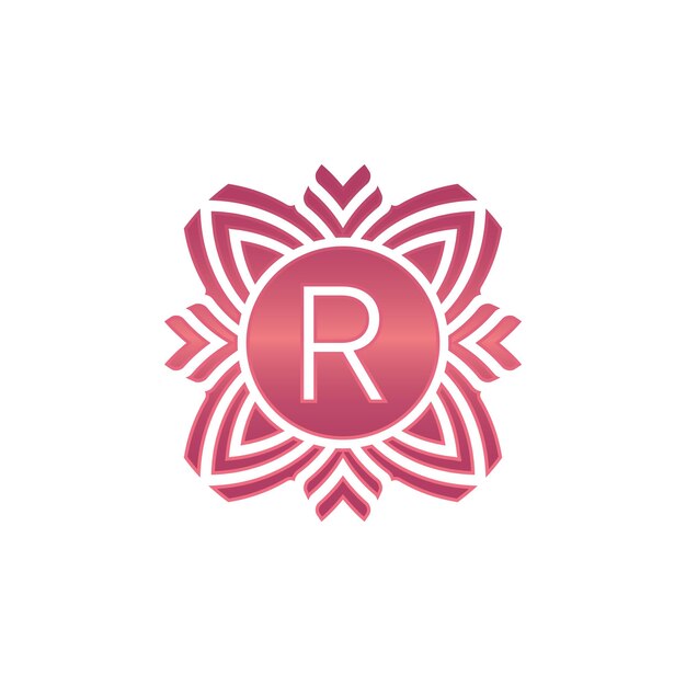 Vector initial letter r ornamental flower emblem logo