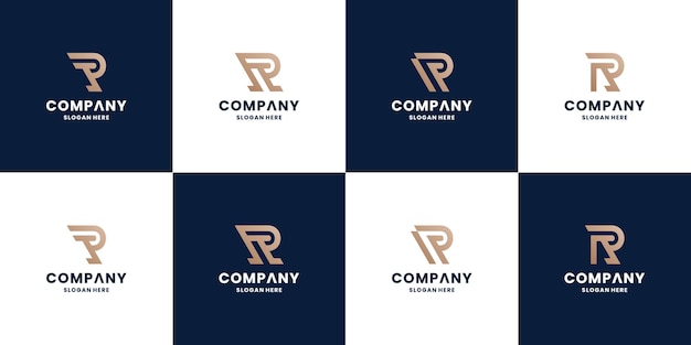 초기 문자 R, P 로고 디자인 컬렉션입니다. 모노그램 문자 R 및 P 로고 벡터