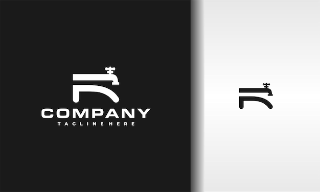 initial letter R water faucet logo