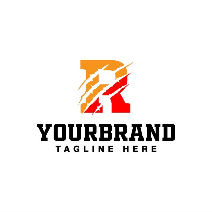 Vector initial letter r with claw scratch logo design