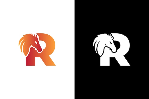 馬のベクトルのロゴ デザインの頭文字 R。馬文字 R イラスト テンプレート アイコン。