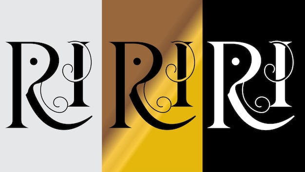 頭文字 ri ロゴ デザイン クリエイティブ モダンなシンボル アイコン モノグラム